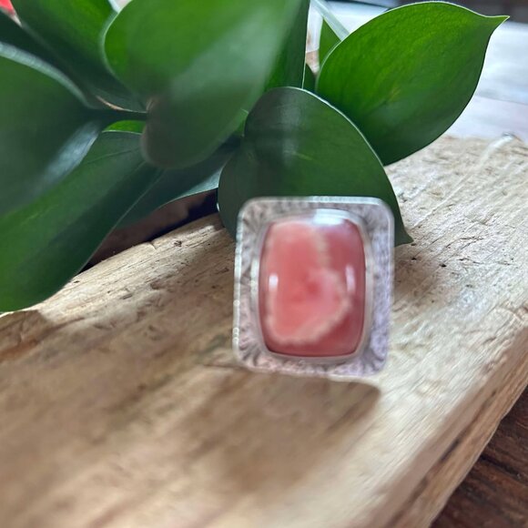 Sterling Silver and Rhodonite Statement Ring - Picture 3 of 5